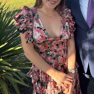 Lulu's Floral Ruffle Sleeve Dress